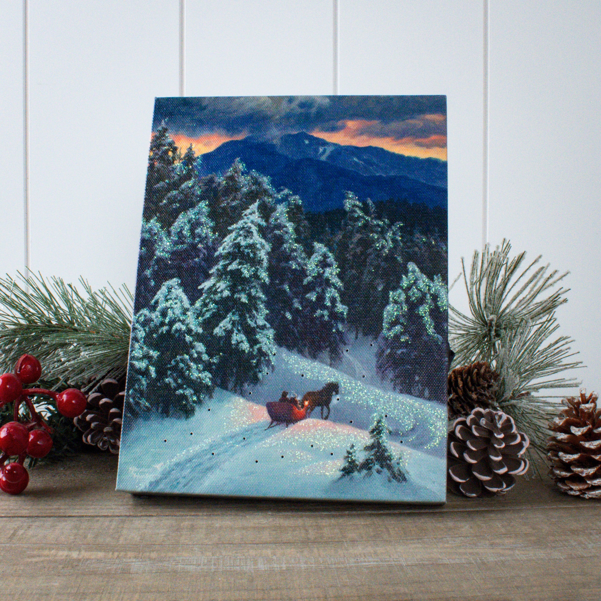 Through the Woods 8x6 Lighted Tabletop Canvas