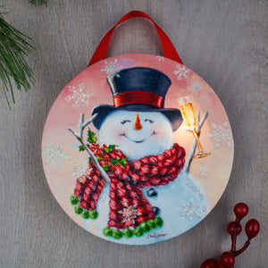 Snowman Cheers LED ornament