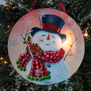 Snowman Cheers LED ornament