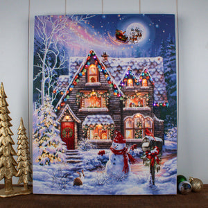 Christmas House 16x20 Fiber Optic Canvas