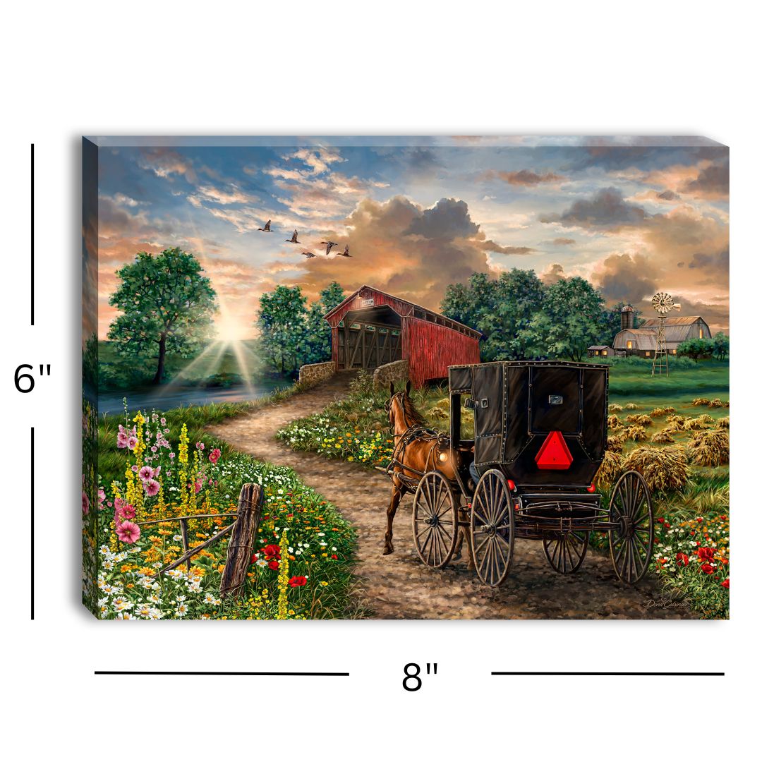 Evening on the Farm 8x6 Lighted Tabletop Canvas
