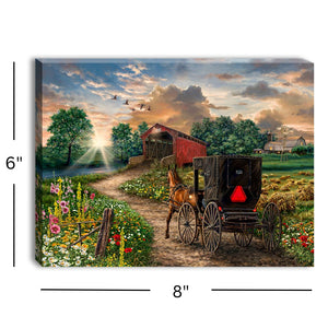 Evening on the Farm 8x6 Lighted Tabletop Canvas