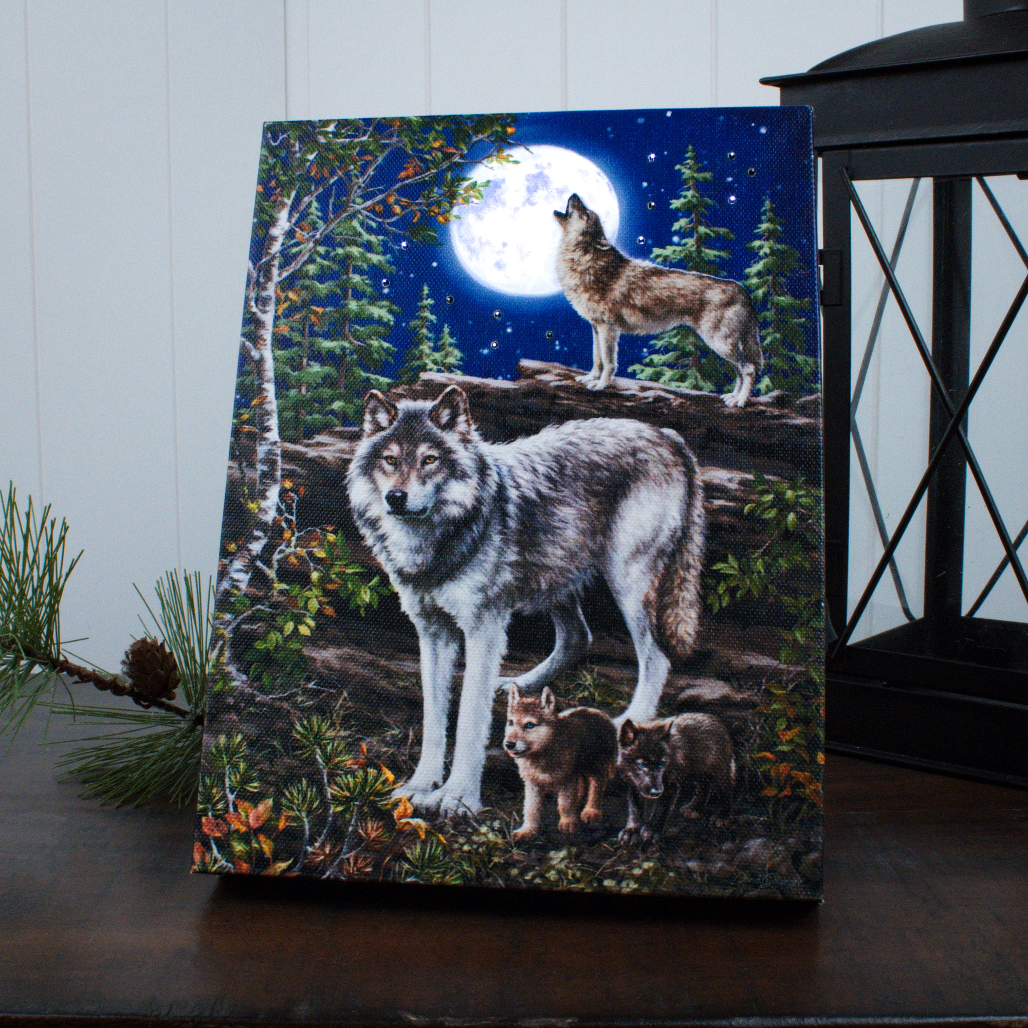 The Wolf Pack 8x6 Lighted Tabletop Canvas