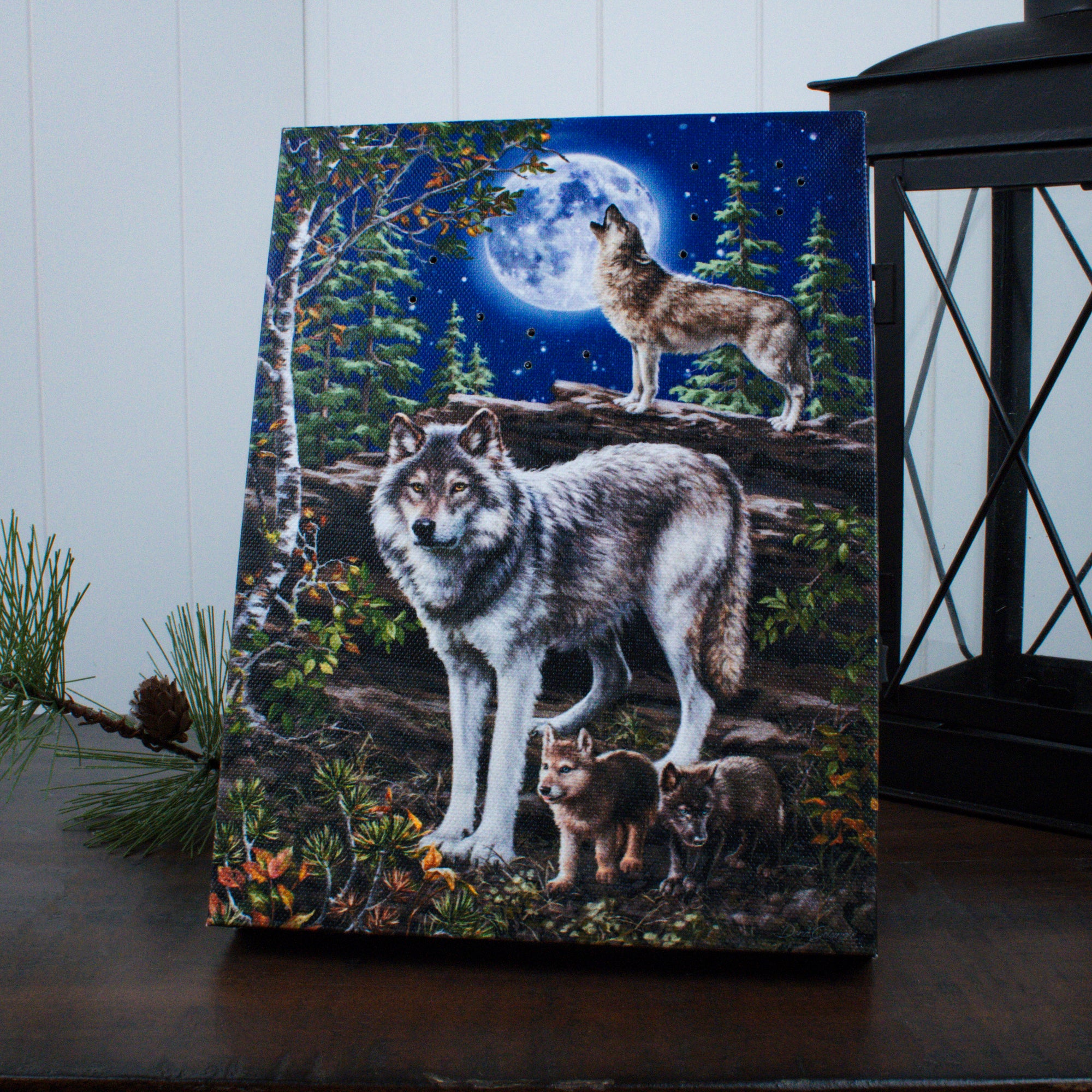The Wolf Pack 8x6 Lighted Tabletop Canvas