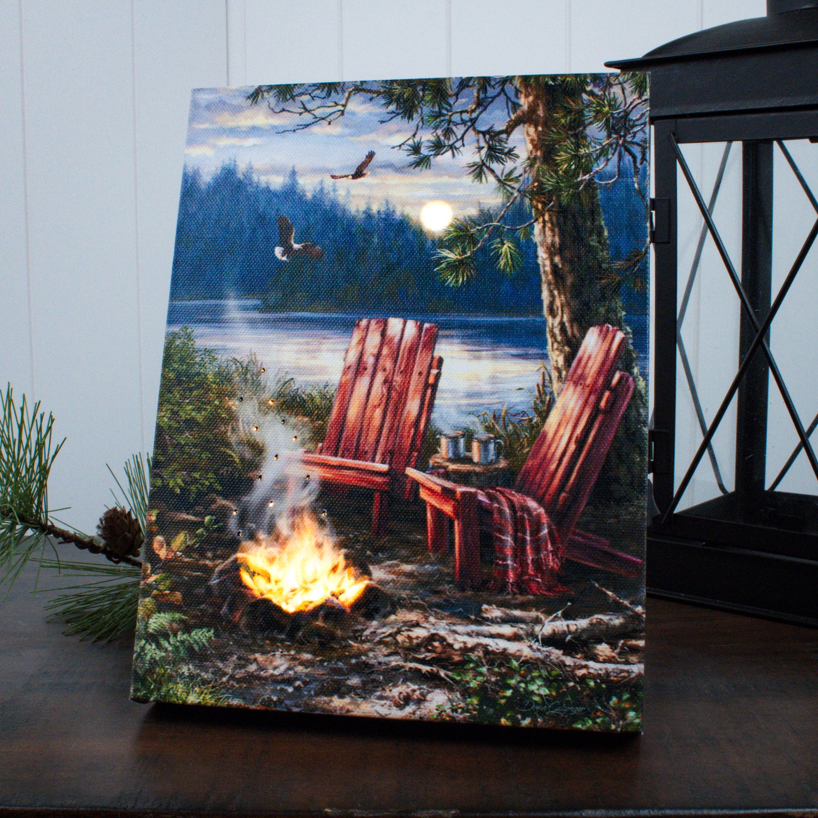 Evening at the Lake 8x6 Lighted Tabletop Canvas