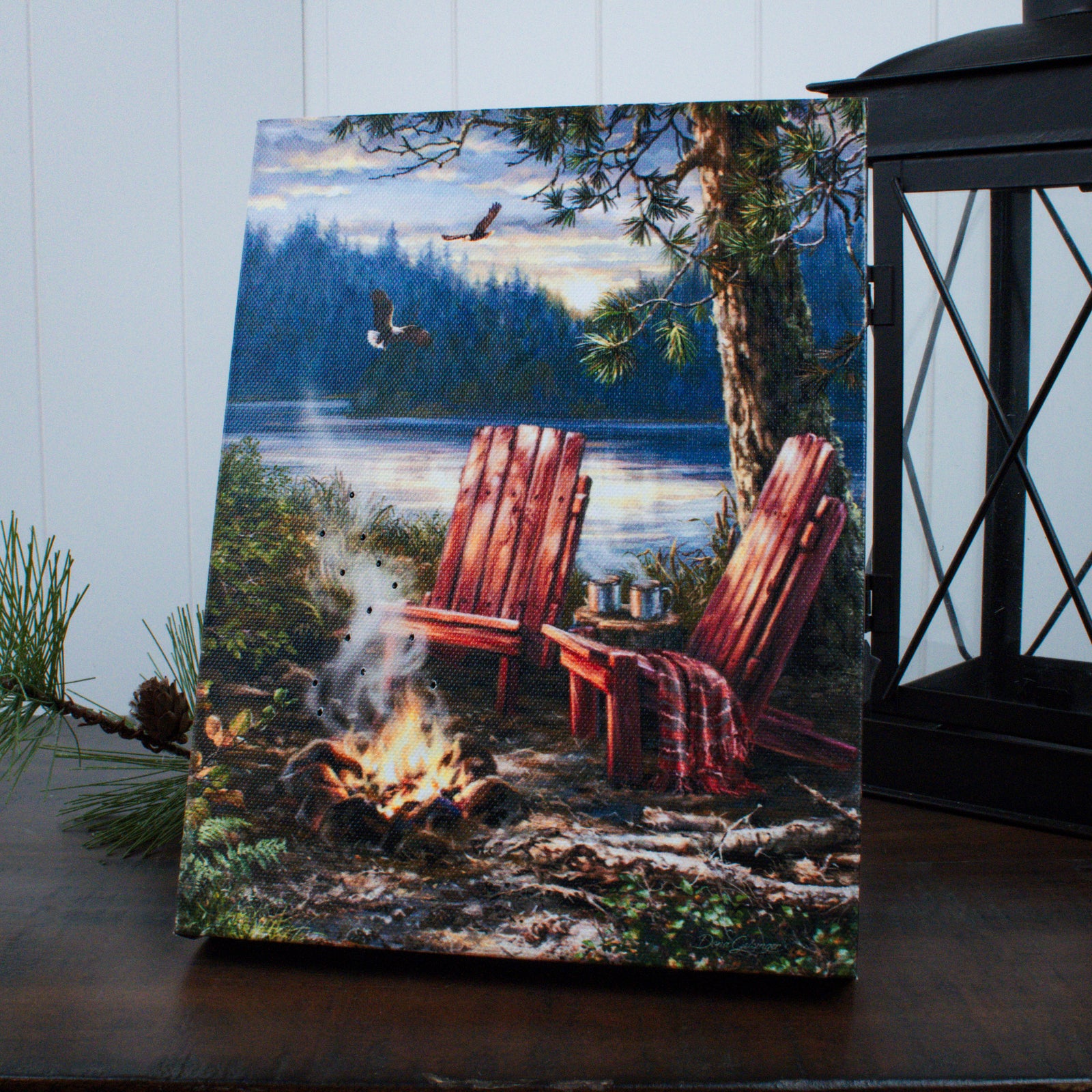 Evening at the Lake 8x6 Lighted Tabletop Canvas