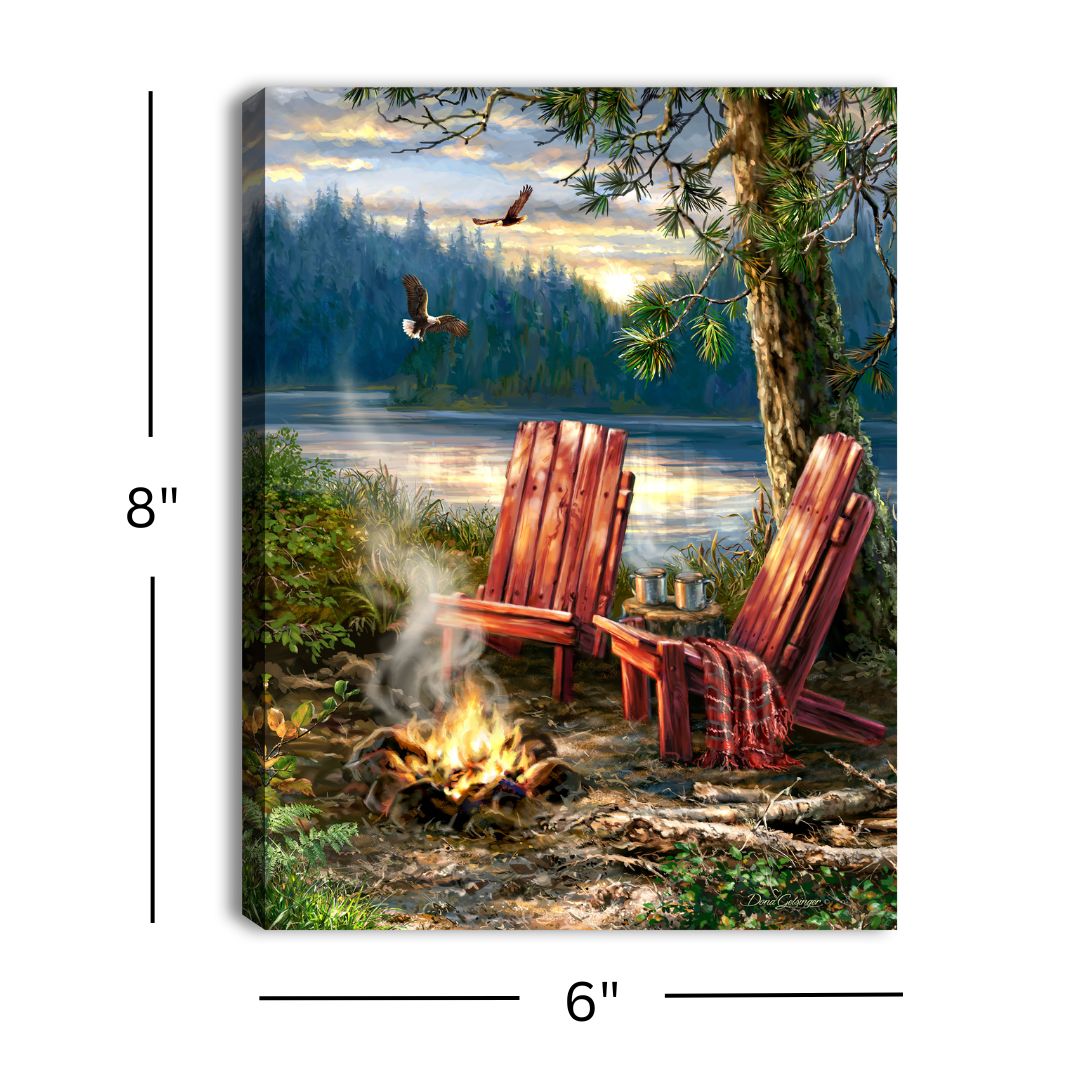 Evening at the Lake 8x6 Lighted Tabletop Canvas