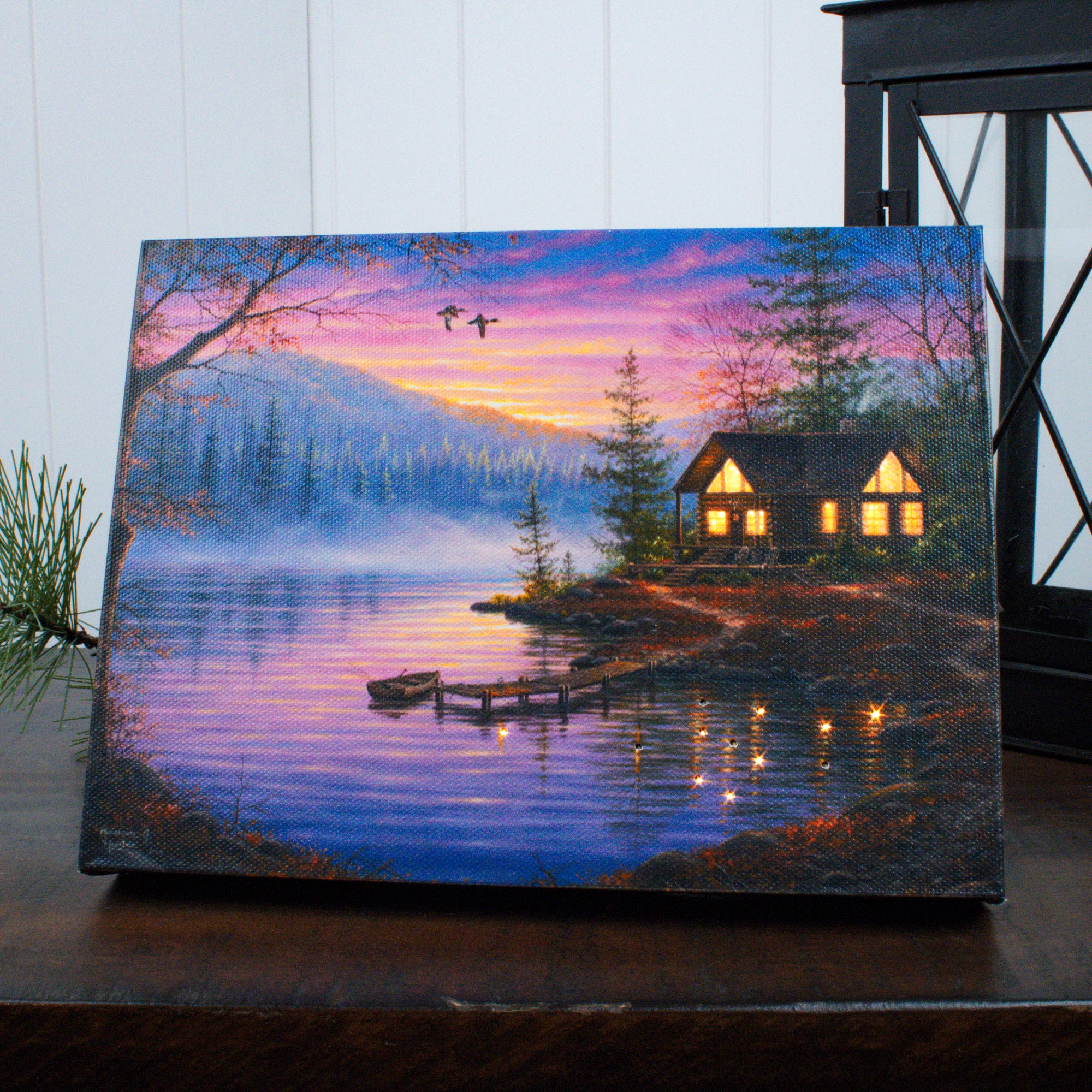 Morning Mist 8x6 Lighted Tabletop Canvas