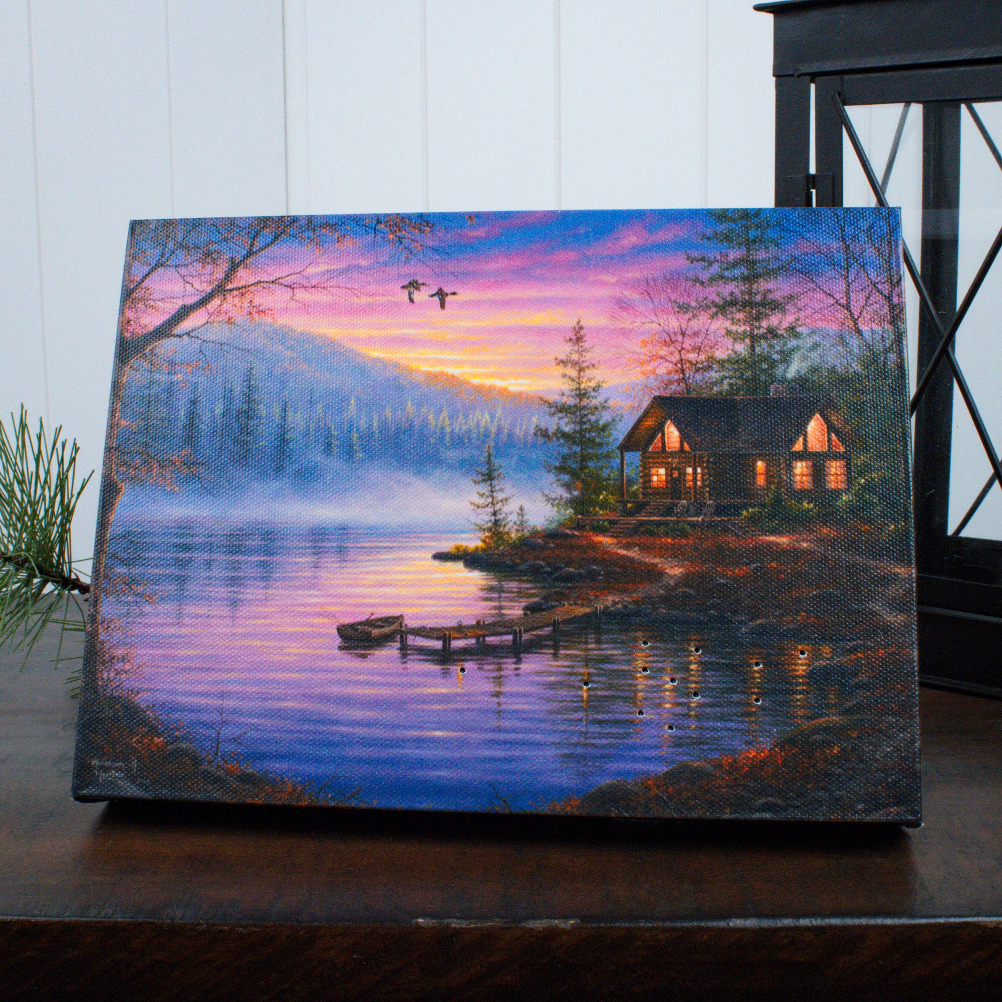 Morning Mist 8x6 Lighted Tabletop Canvas