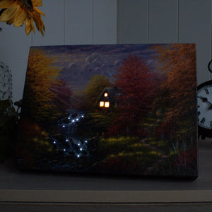 Secluded Cottage 8x6 Lighted Tabletop Canvas