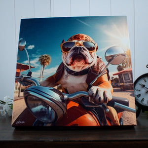 Bulldog Motorcycle 10x10 Lighted Fiber Optic Canvas