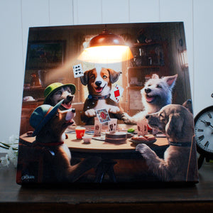 Poker Dogs 10x10 Lighted Fiber Optic Canvas