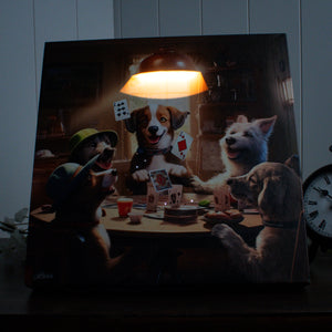 Poker Dogs 10x10 Lighted Fiber Optic Canvas