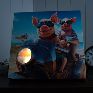 Piglets Bike 10x10 Lighted Fiber Optic Canvas
