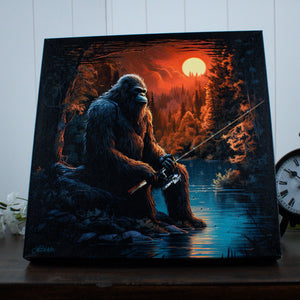 Sasquatch Fishing 10x10 Lighted Fiber Optic Canvas