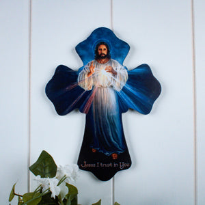 Divine Mercy Wooden Cross