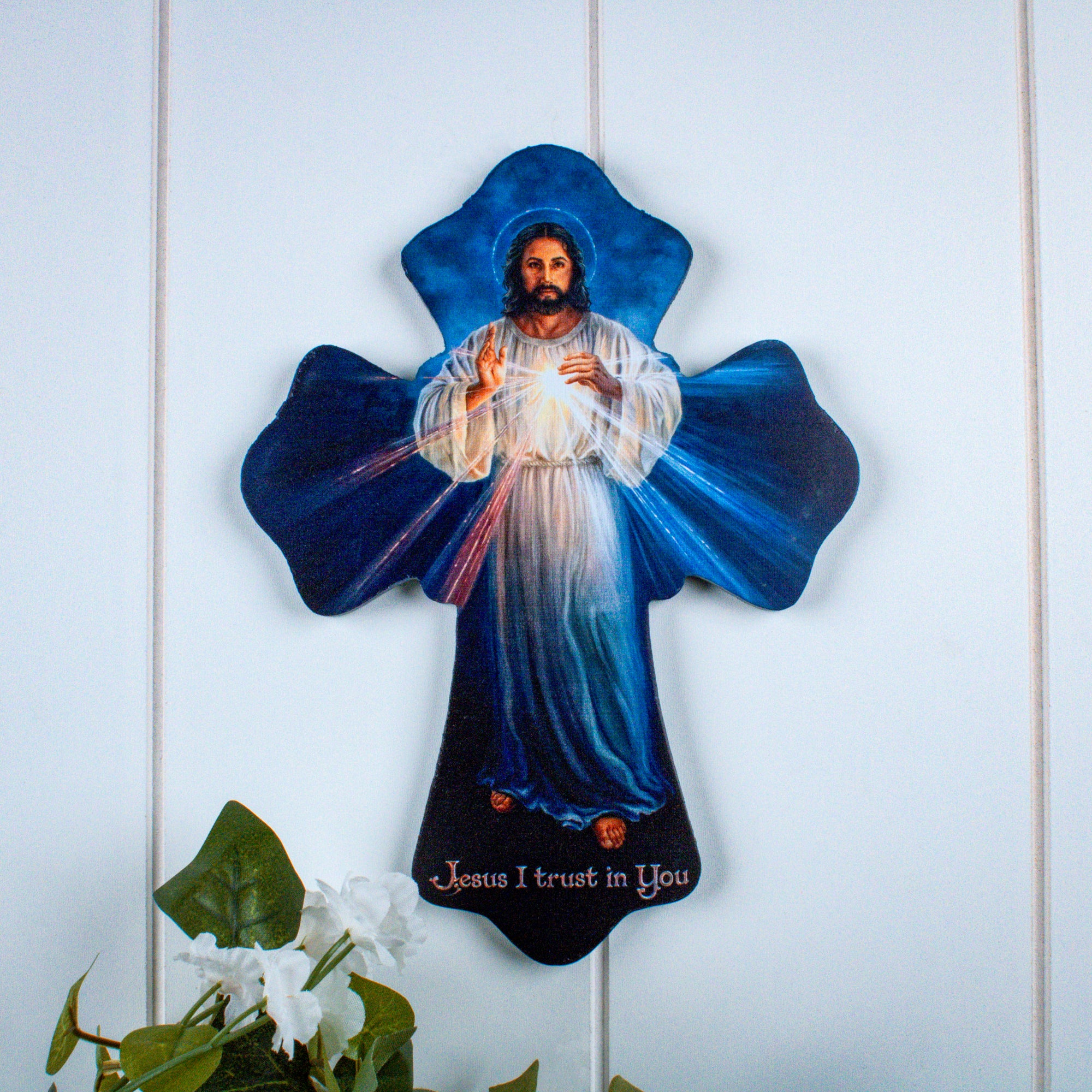 Divine Mercy Wooden Cross