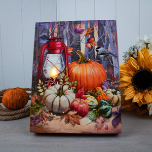 Harvest Lantern 8x6 Lighted Tabletop Canvas