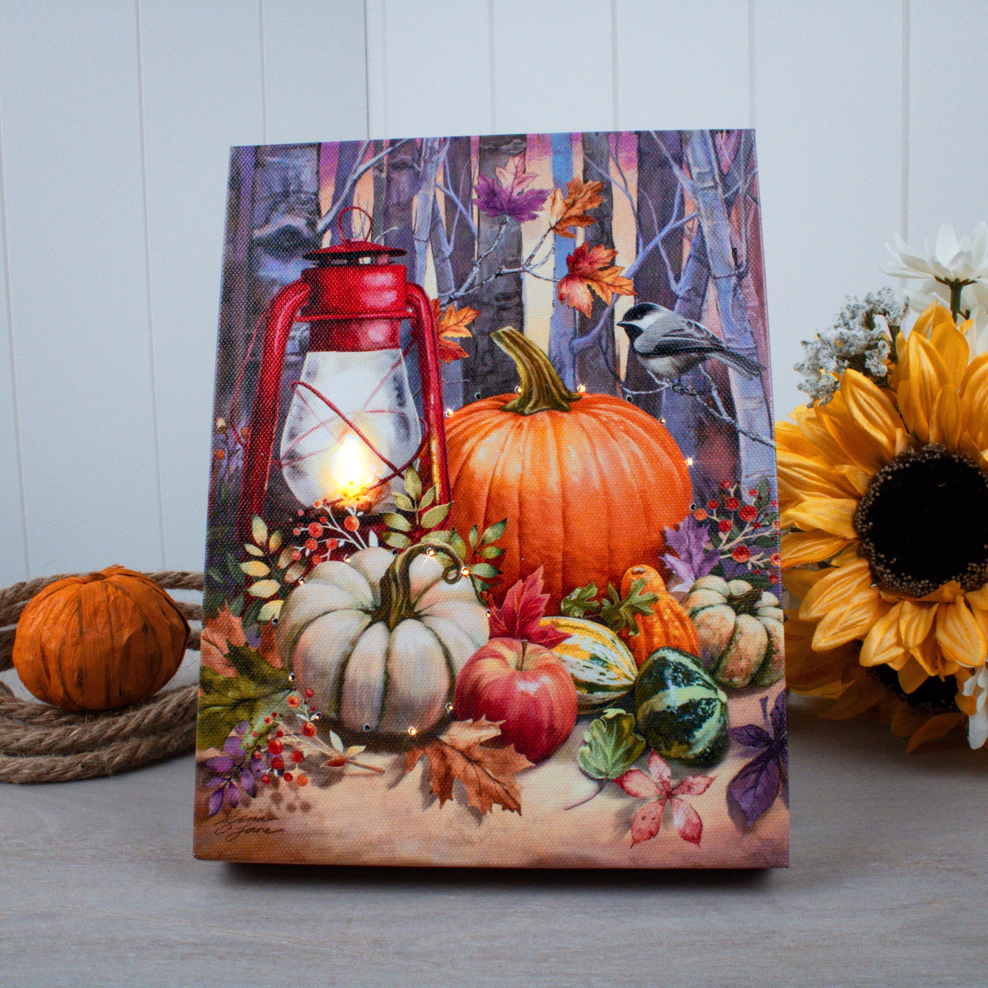 Harvest Lantern 8x6 Lighted Tabletop Canvas