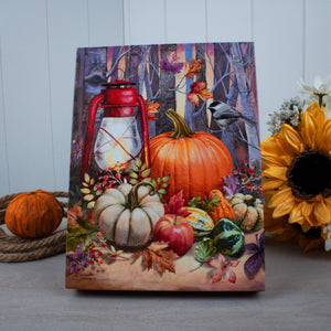 Harvest Lantern 8x6 Lighted Tabletop Canvas