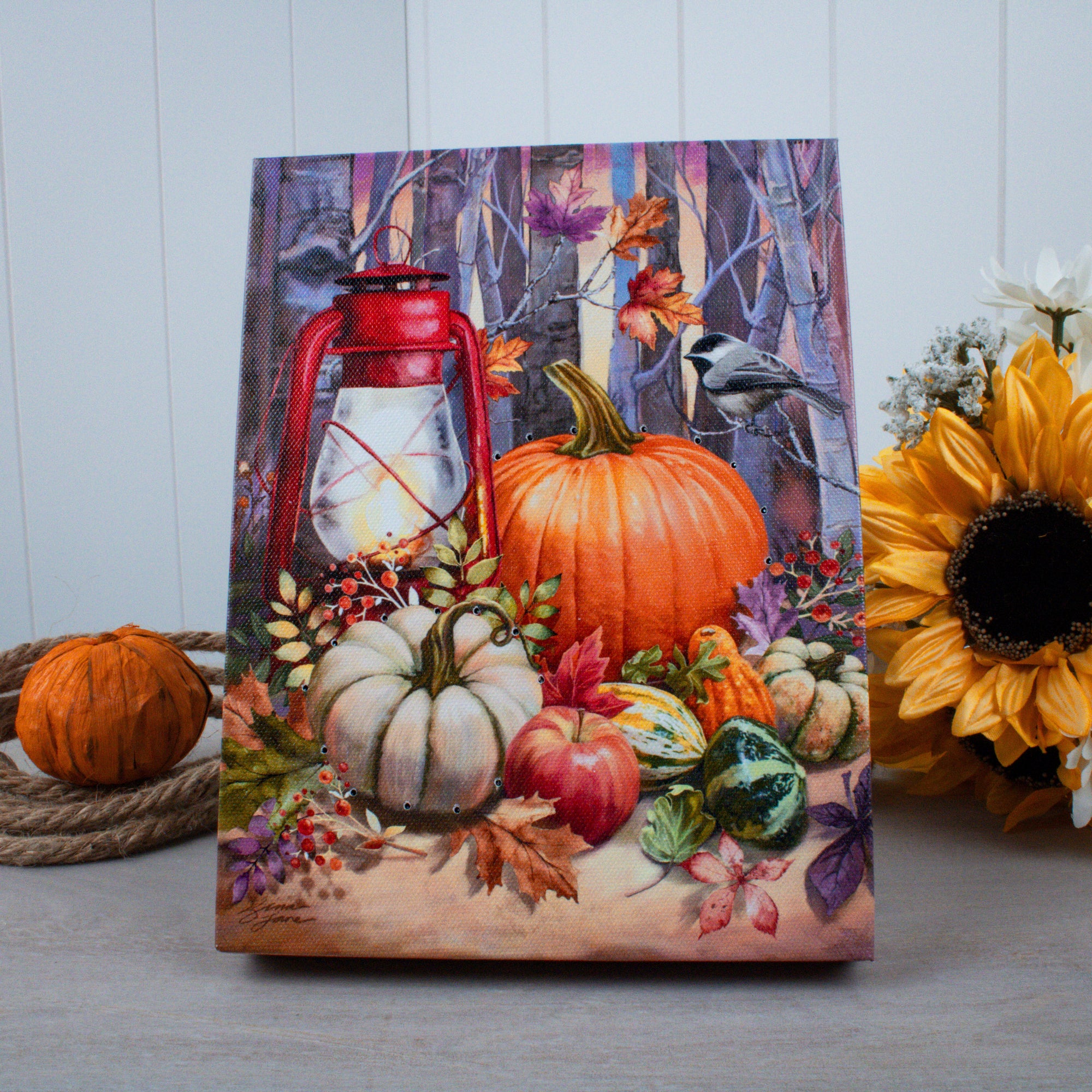 Harvest Lantern 8x6 Lighted Tabletop Canvas