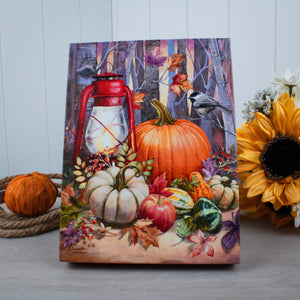 Harvest Lantern 8x6 Lighted Tabletop Canvas