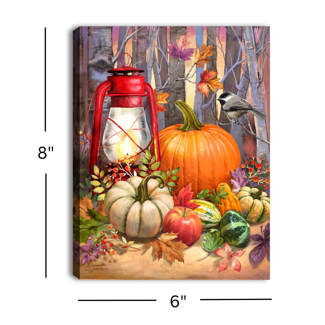 Harvest Lantern 8x6 Lighted Tabletop Canvas