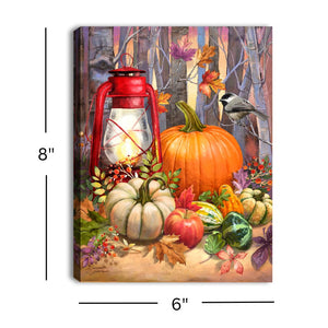 Harvest Lantern 8x6 Lighted Tabletop Canvas