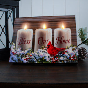 Bless Our Home Christmas 8x6 Lighted Tabletop Canvas