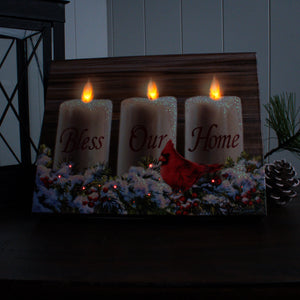 Bless Our Home Christmas 8x6 Lighted Tabletop Canvas