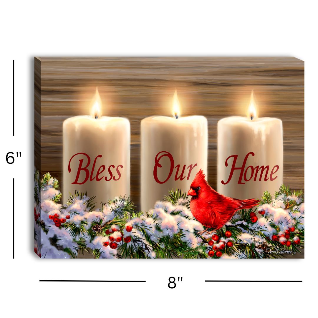 Bless Our Home Christmas 8x6 Lighted Tabletop Canvas