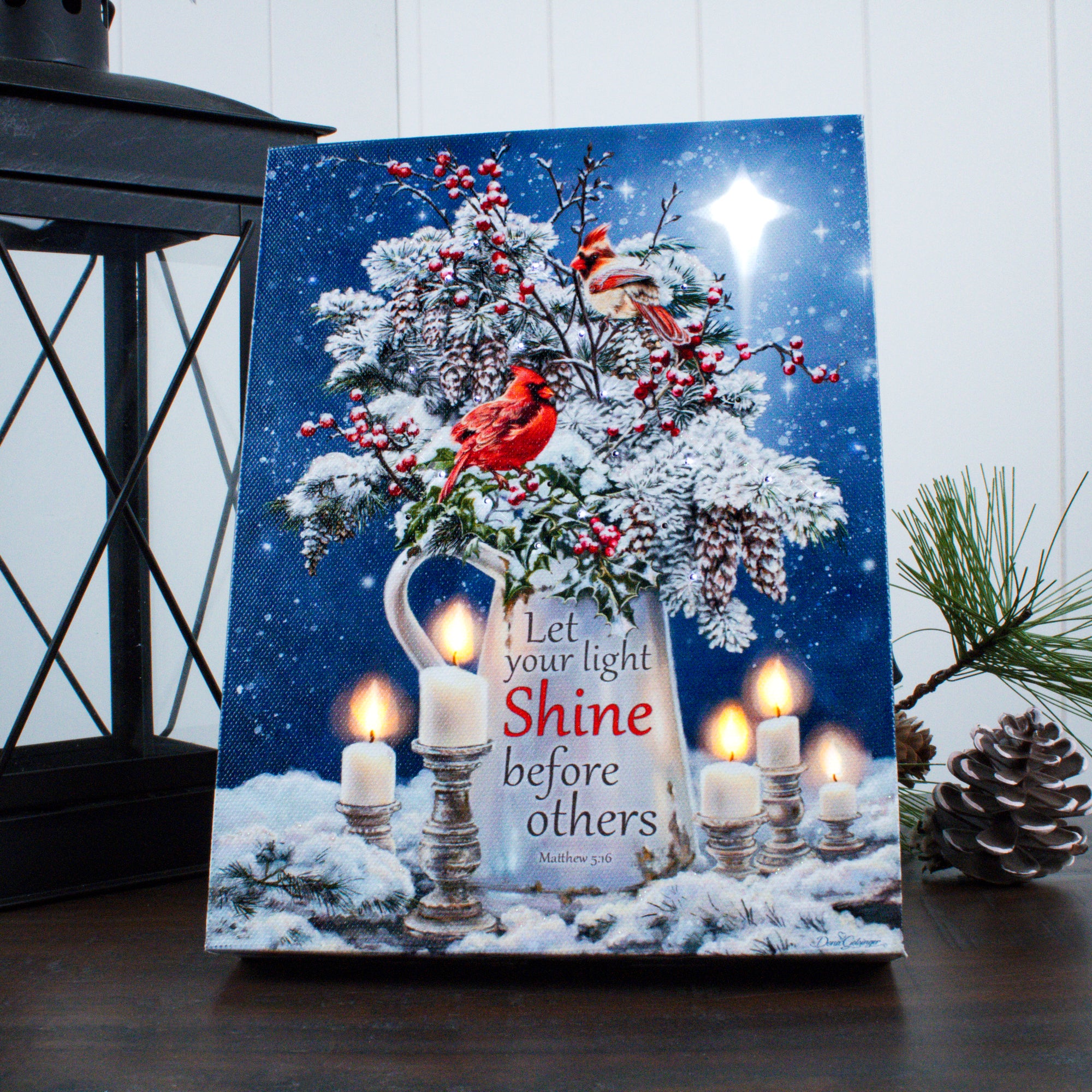 Candle Light Christmas 8x6 Lighted Tabletop Canvas