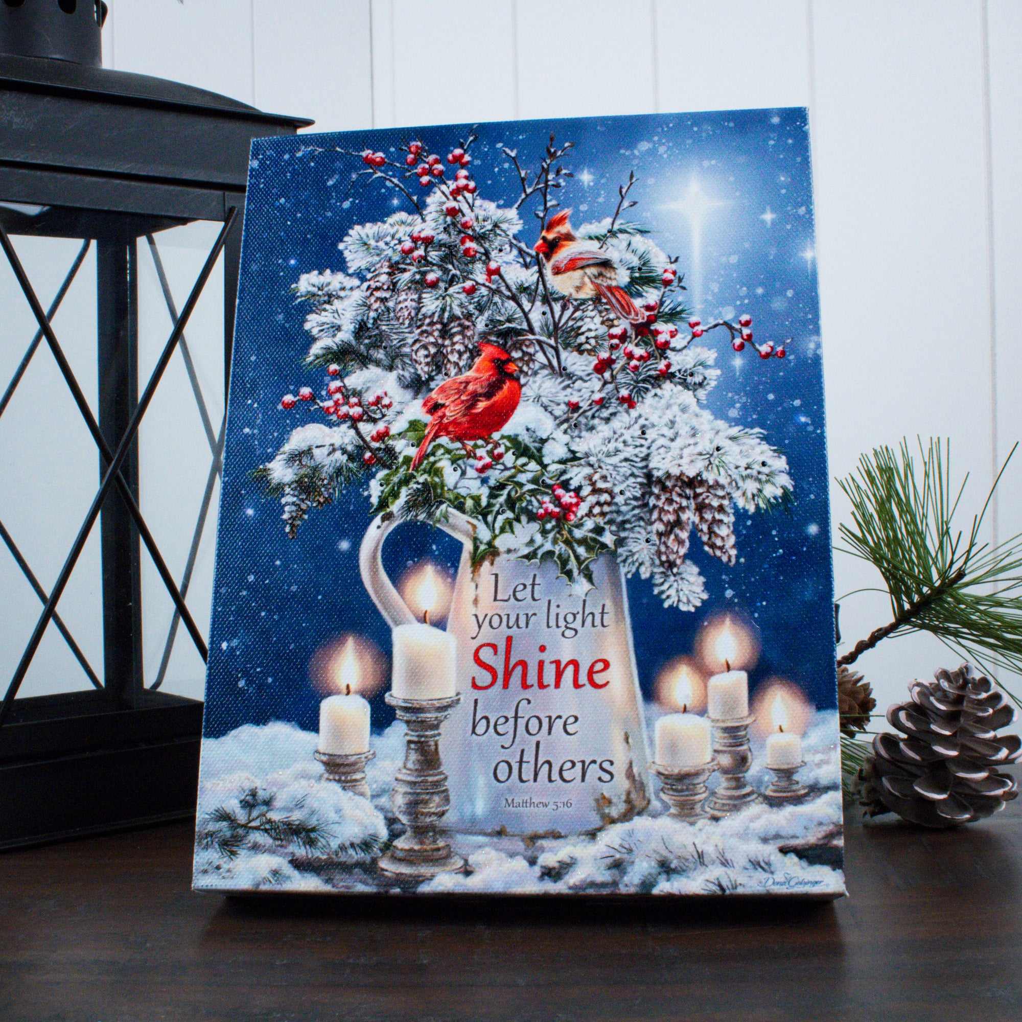 Candle Light Christmas 8x6 Lighted Tabletop Canvas