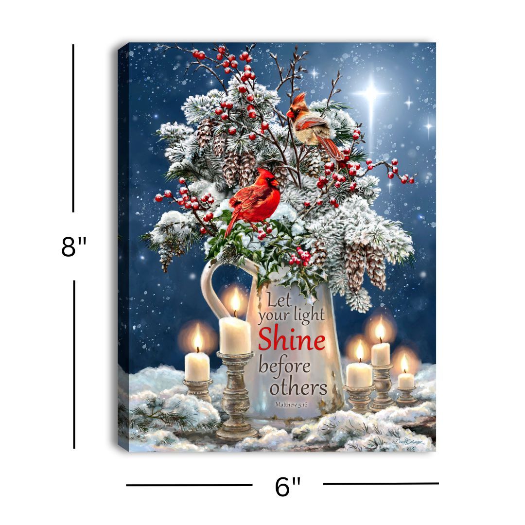 Candle Light Christmas 8x6 Lighted Tabletop Canvas