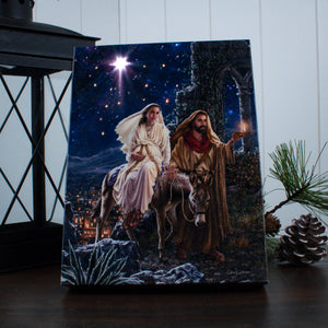 Journey to Bethlehem 8x6 Lighted Tabletop Canvas