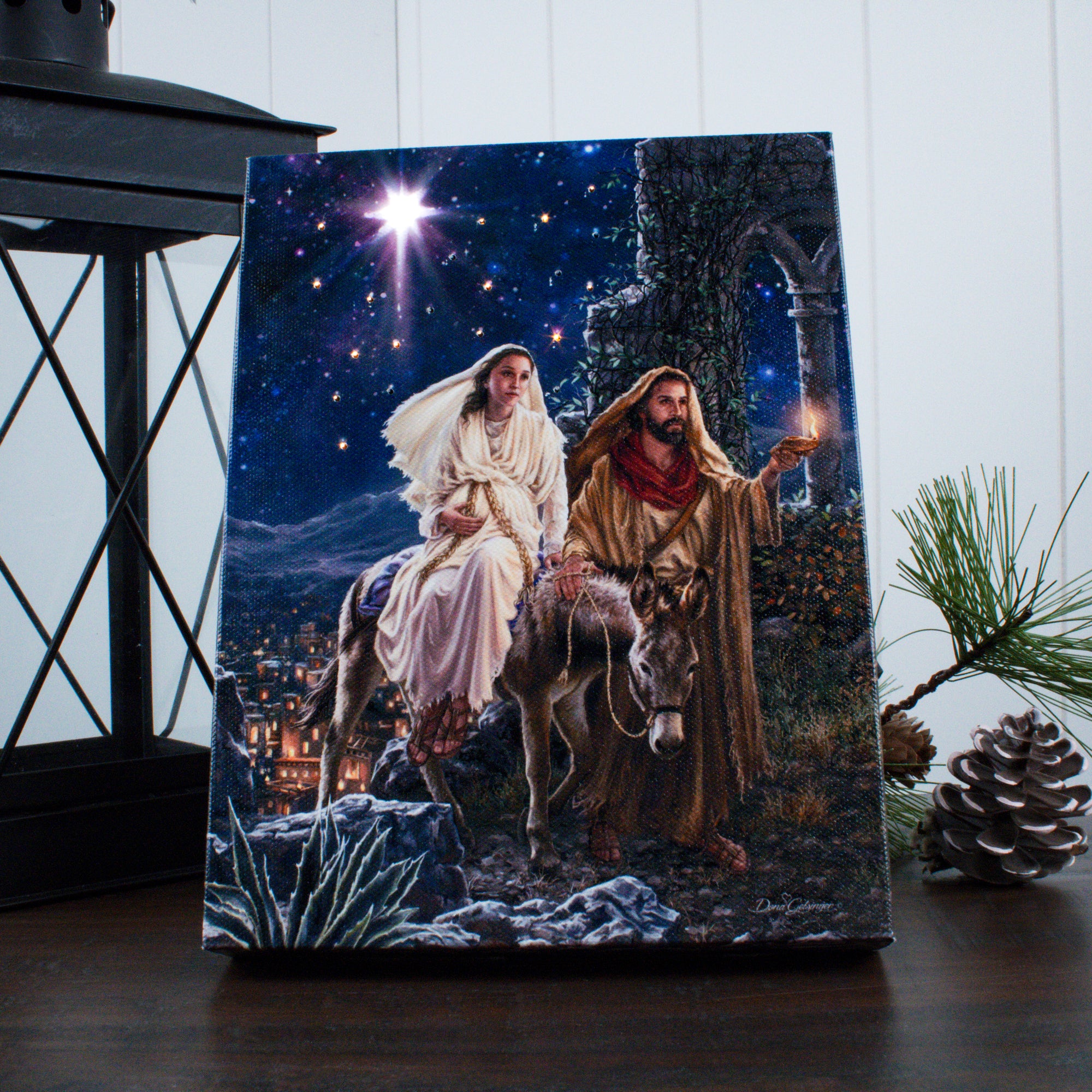 Journey to Bethlehem 8x6 Lighted Tabletop Canvas