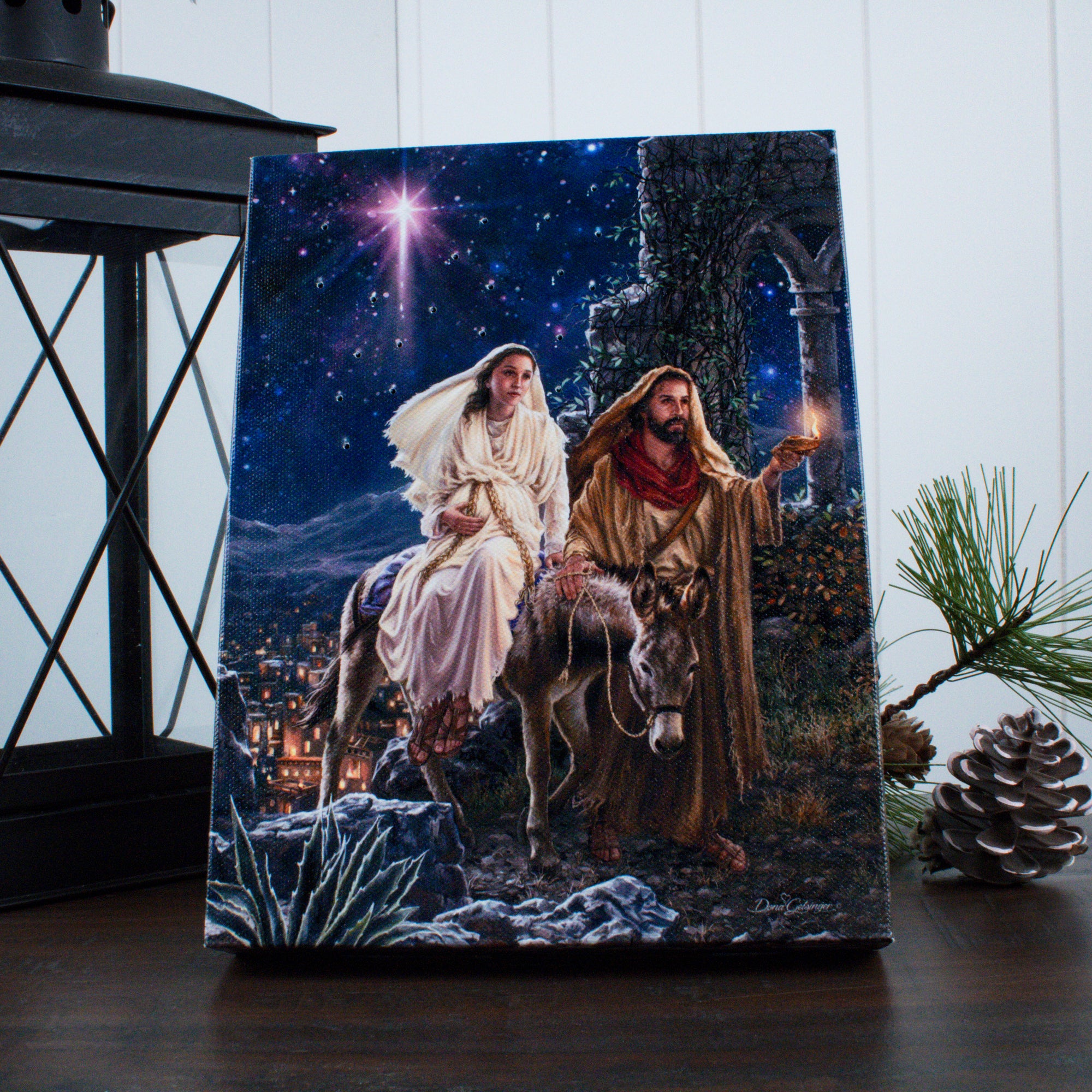 Journey to Bethlehem 8x6 Lighted Tabletop Canvas