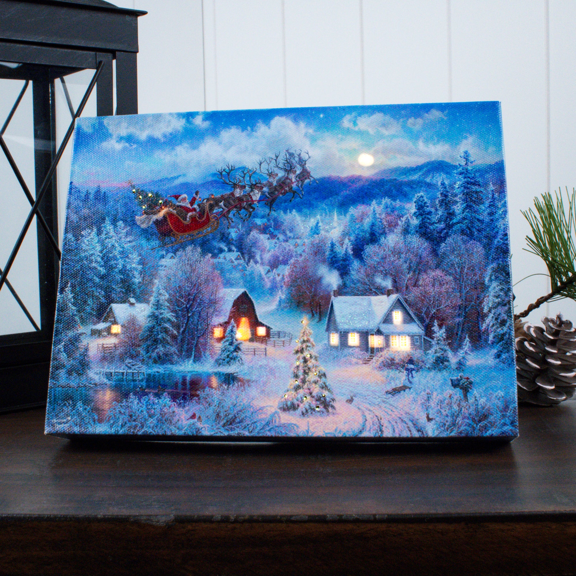 Night Before Christmas 8x6 Lighted Tabletop Canvas