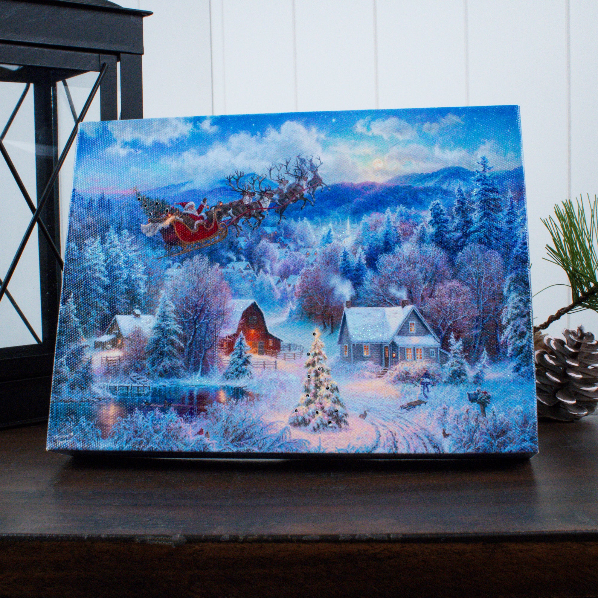 Night Before Christmas 8x6 Lighted Tabletop Canvas