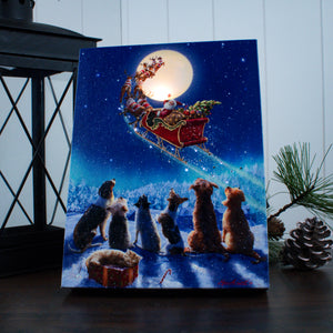 Santa's Arrival 8x6 Lighted Tabletop Canvas