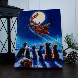 Santa's Arrival 8x6 Lighted Tabletop Canvas