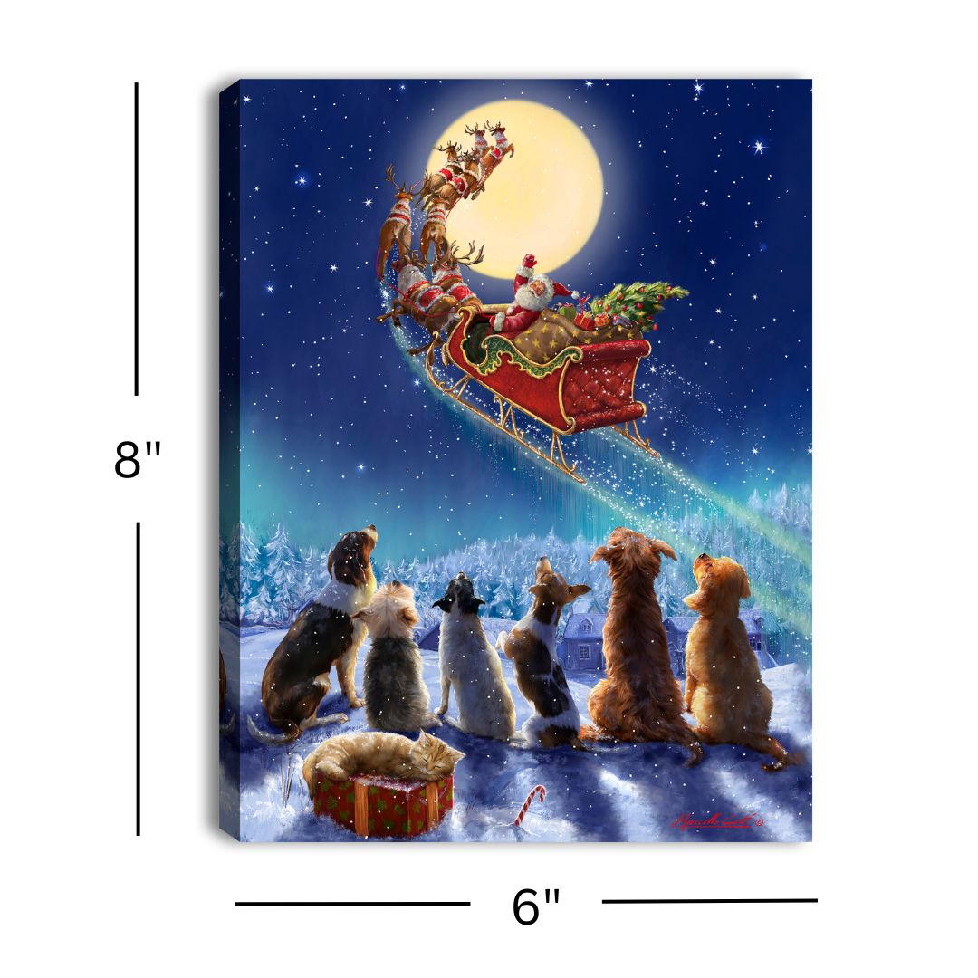 Santa's Arrival 8x6 Lighted Tabletop Canvas