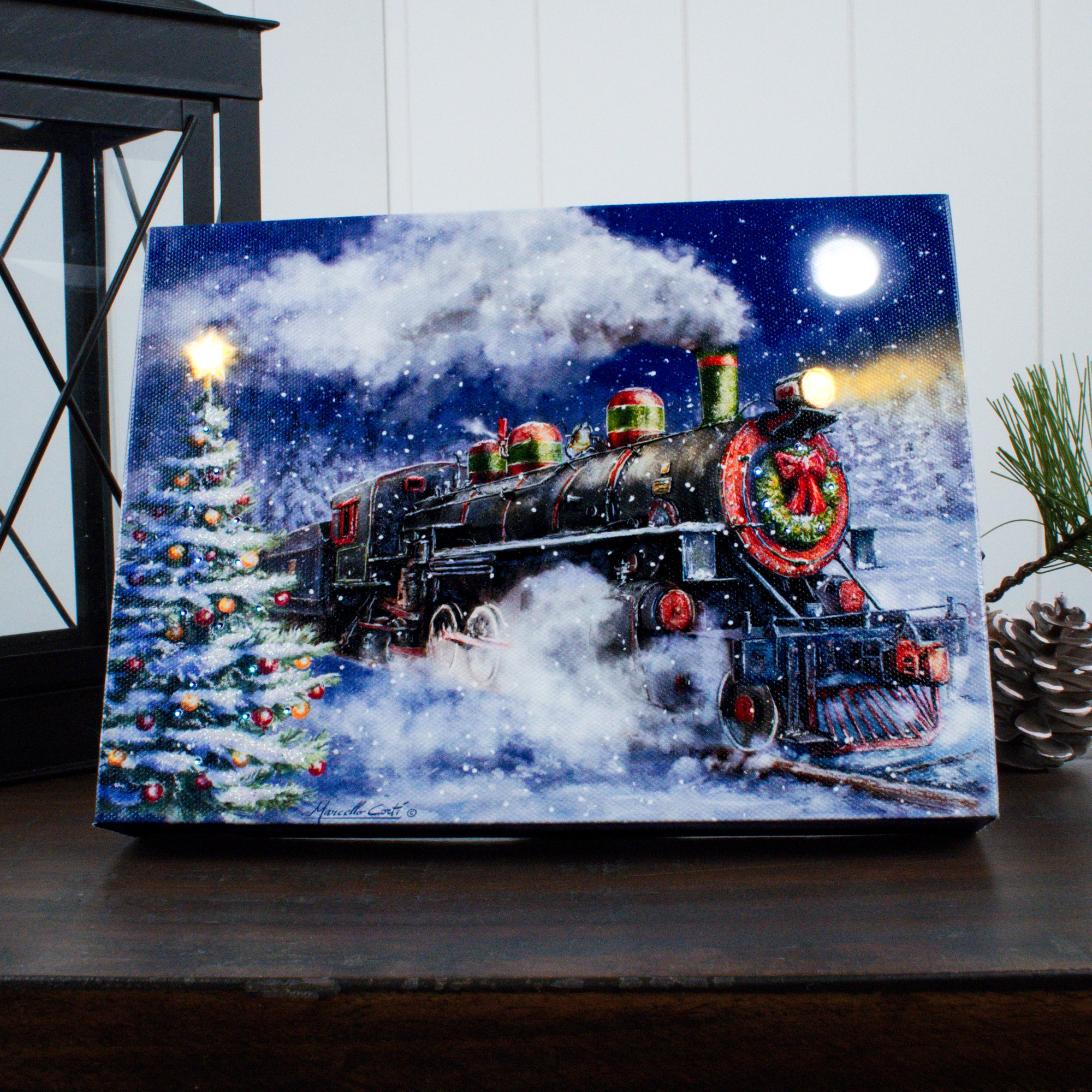 North Pole Express 8x6 Lighted Tabletop Canvas