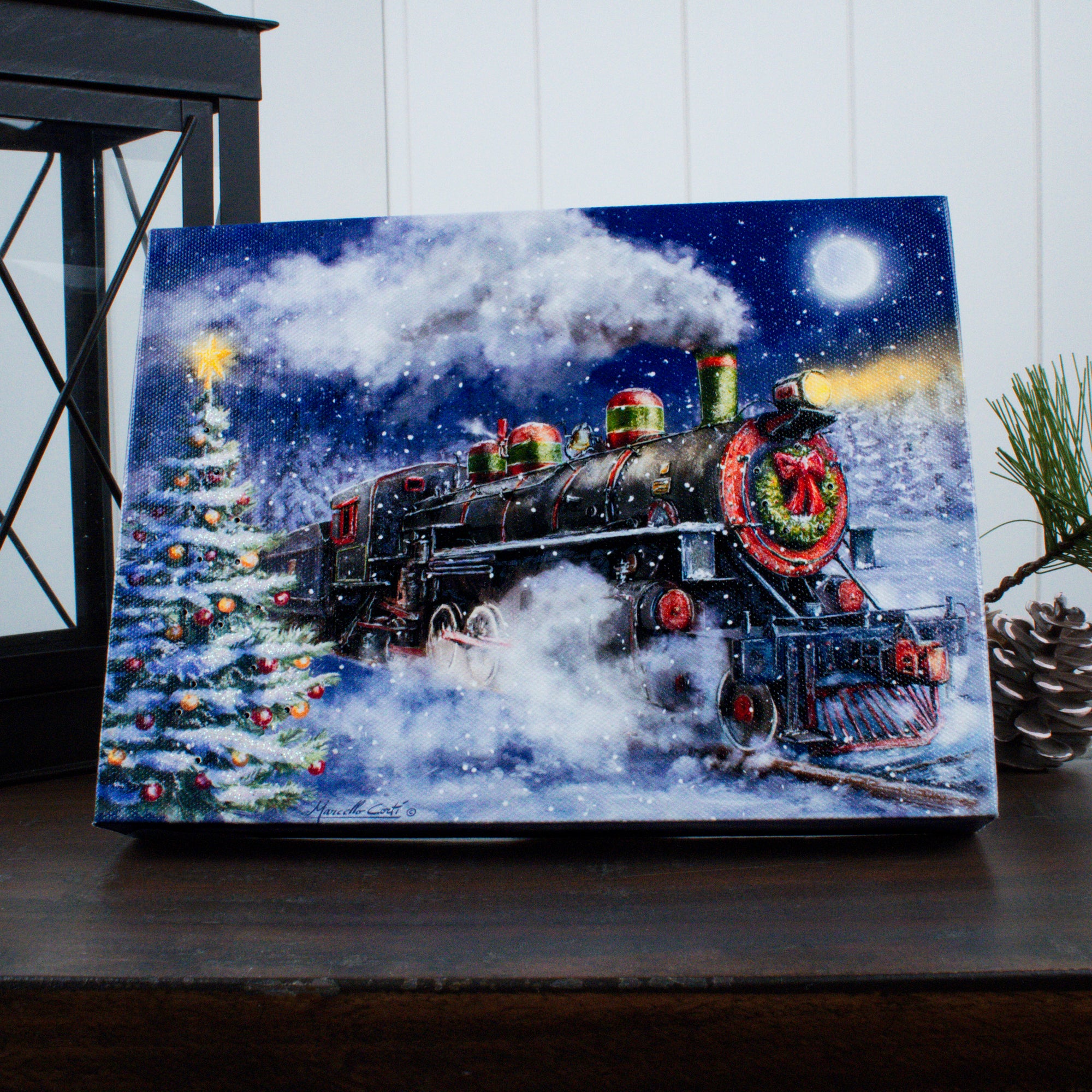 North Pole Express 8x6 Lighted Tabletop Canvas
