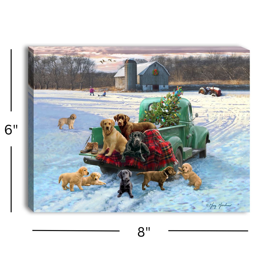 Pups and Pick up 8x6 Lighted Tabletop Canvas