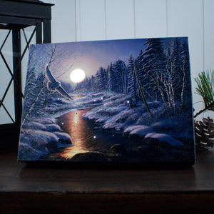 Solstice Snowy Owl 8x6 Lighted Tabletop Canvas