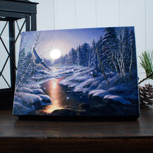 Solstice Snowy Owl 8x6 Lighted Tabletop Canvas