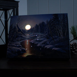 Solstice Snowy Owl 8x6 Lighted Tabletop Canvas