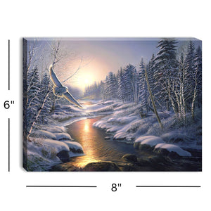 Solstice Snowy Owl 8x6 Lighted Tabletop Canvas