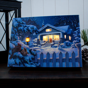 Christmas Bungalow 8x6 Lighted Tabletop Canvas